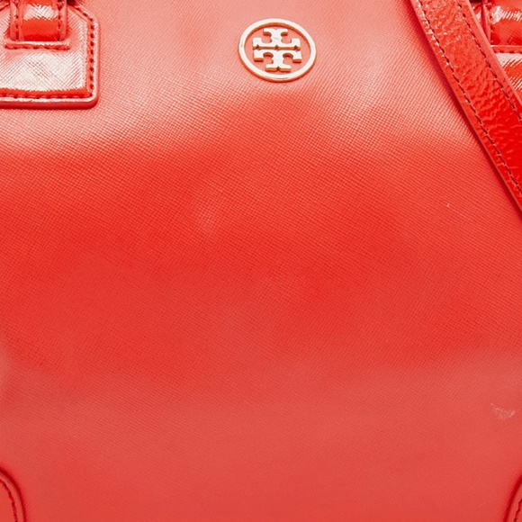 TORY BURCH Orange Leather Robinson Middy Satchel - Picture 5 of 8